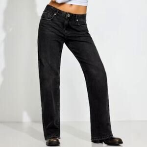 Garage Denim Cinder Black Straight Leg Slouchy Jeans Size 01/25